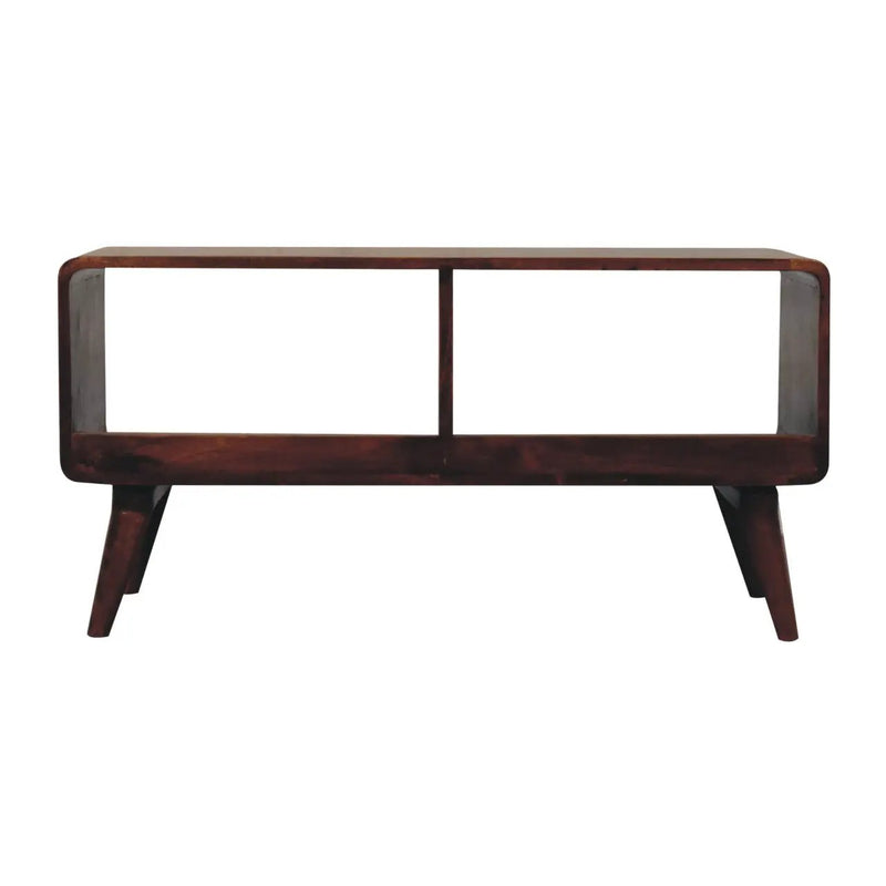 Solid Wood Curved Chestnut Media Unit by HouseOfZazla