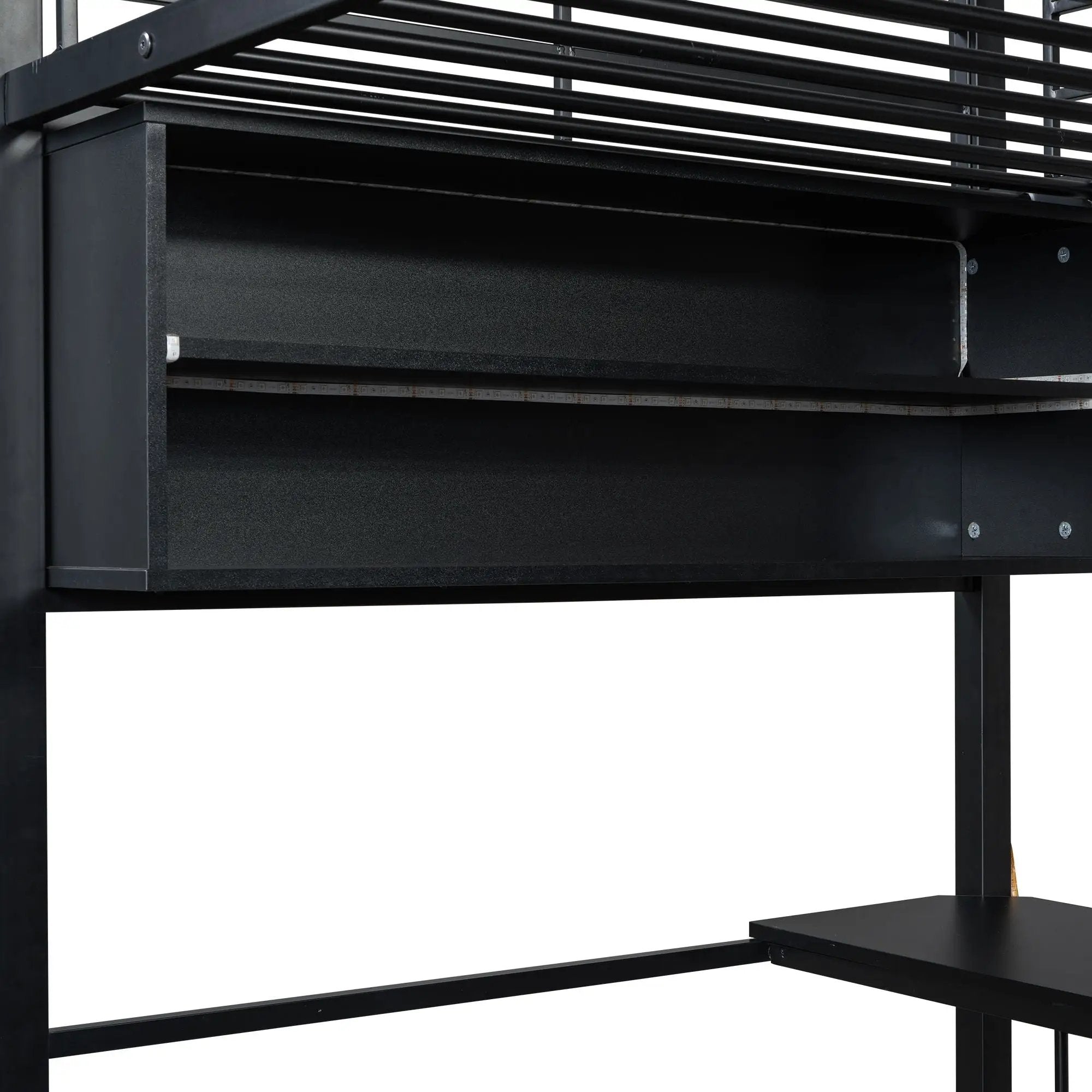 Loft Bed With LED Desk And 4 Storage Shelves by Unique Piece Furniture