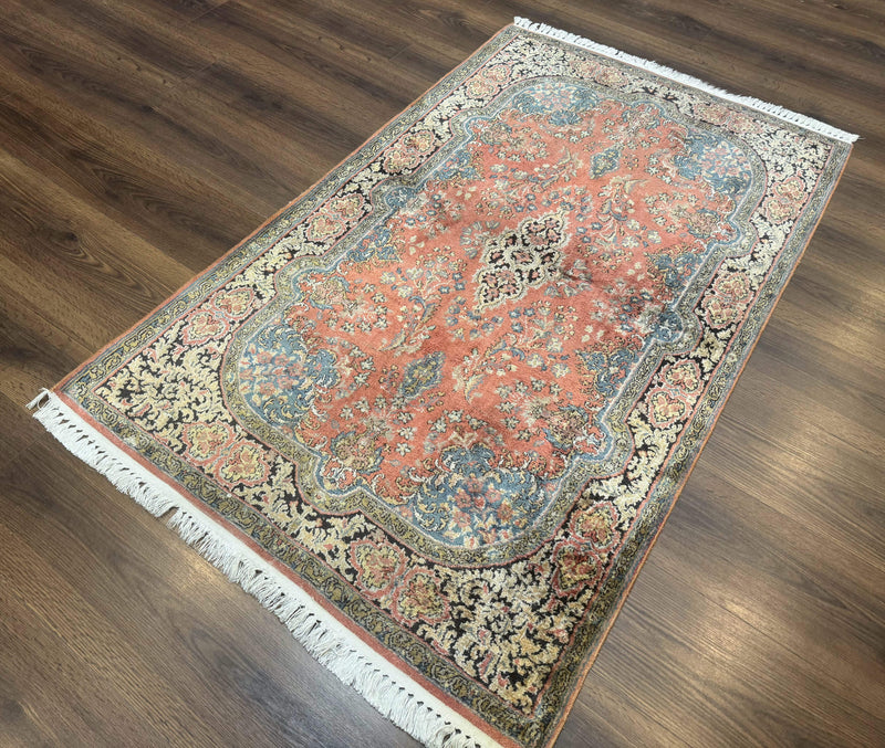 Indian Kashmiri Silk Rug 3x5, Fine 260 KPSI, Hand Knotted by Jewel Rugs