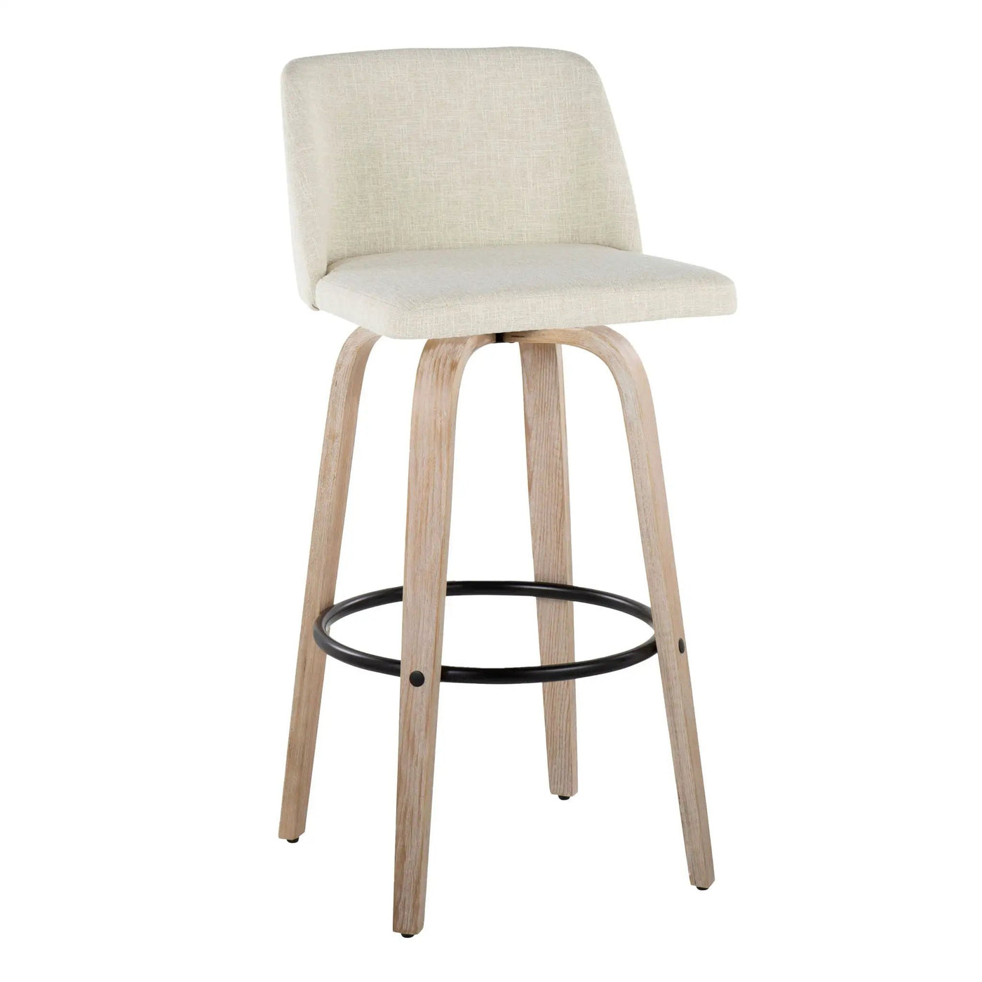 Toriano - Contemporary Fixed Height Barstool Swivel And Round Footrest (Set of 2) by HouseOfZazla