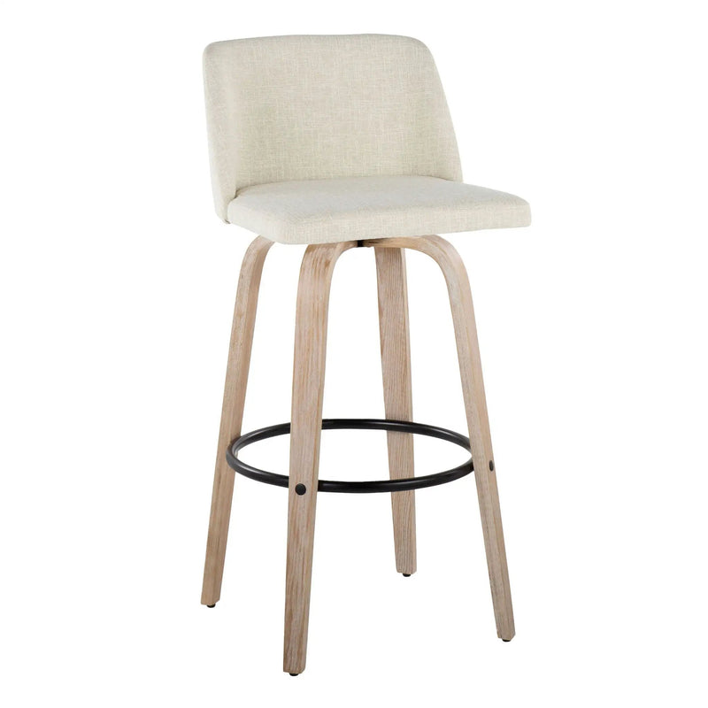 Toriano - Contemporary Fixed Height Barstool Swivel And Round Footrest (Set of 2) by HouseOfZazla