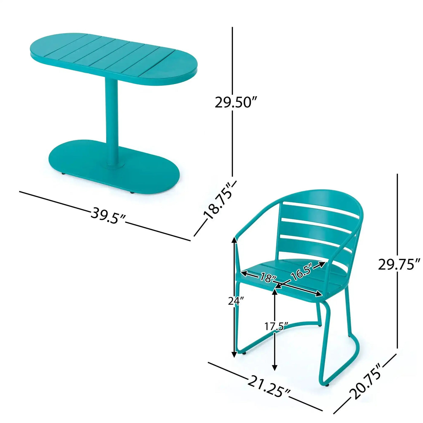 3 Piece Elegant Outdoor Bistro Set With 2 Chairs And Oval Table by HouseOfZazla