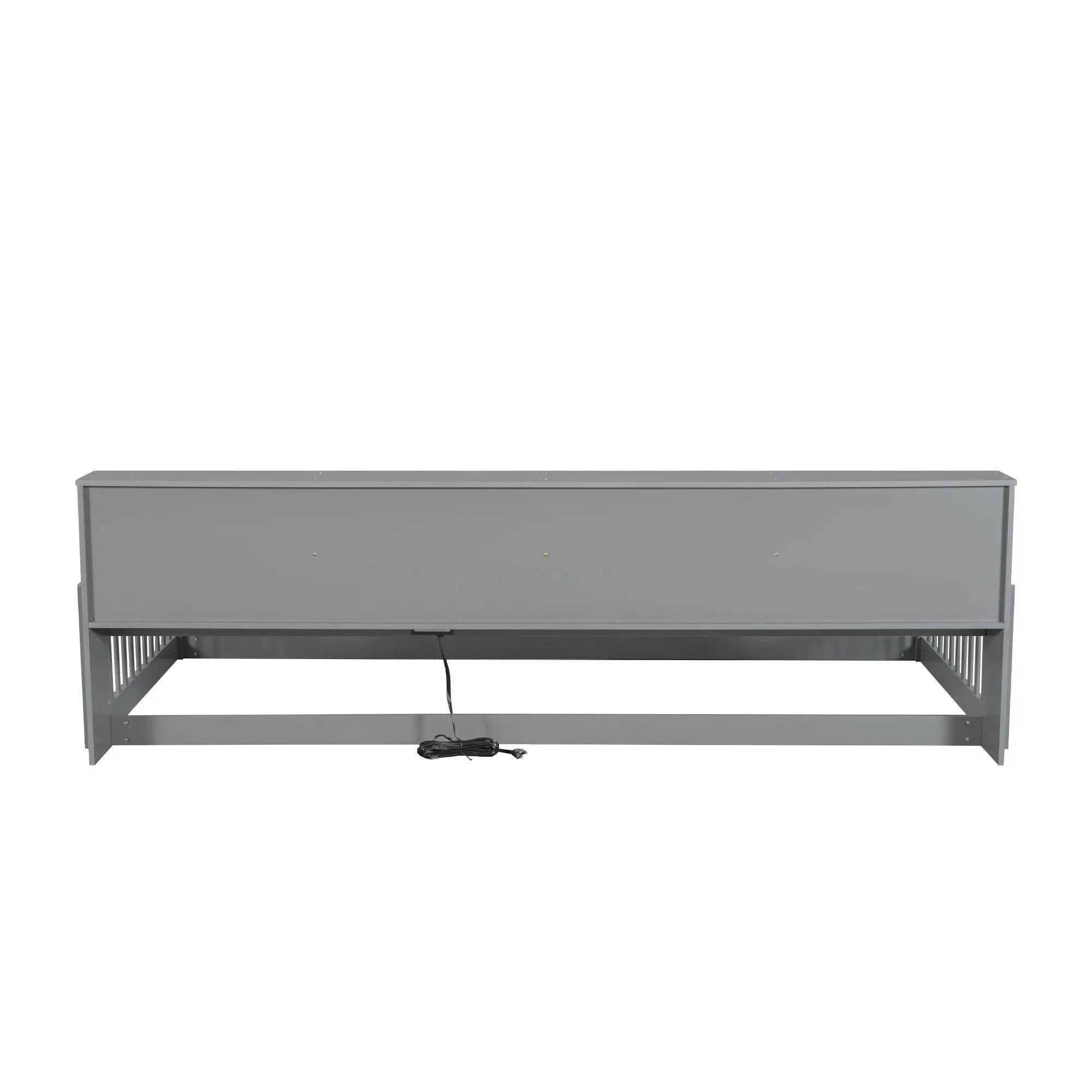 Twin Long Floor Bed With Storage Cabinets And USB Ports - Gray by HouseOfZazla