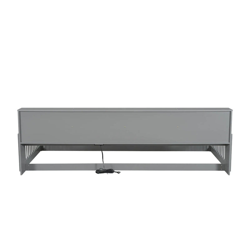 Twin Long Floor Bed With Storage Cabinets And USB Ports - Gray by HouseOfZazla