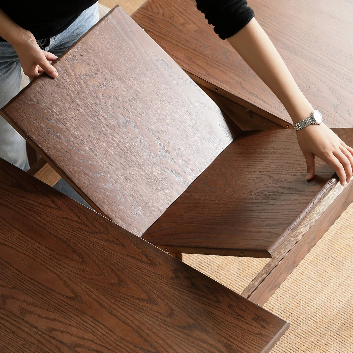 Round Corner Diagonal Leg Telescopic Table For 6 - 8 People To Meet Dining Table by Unique Piece Furniture