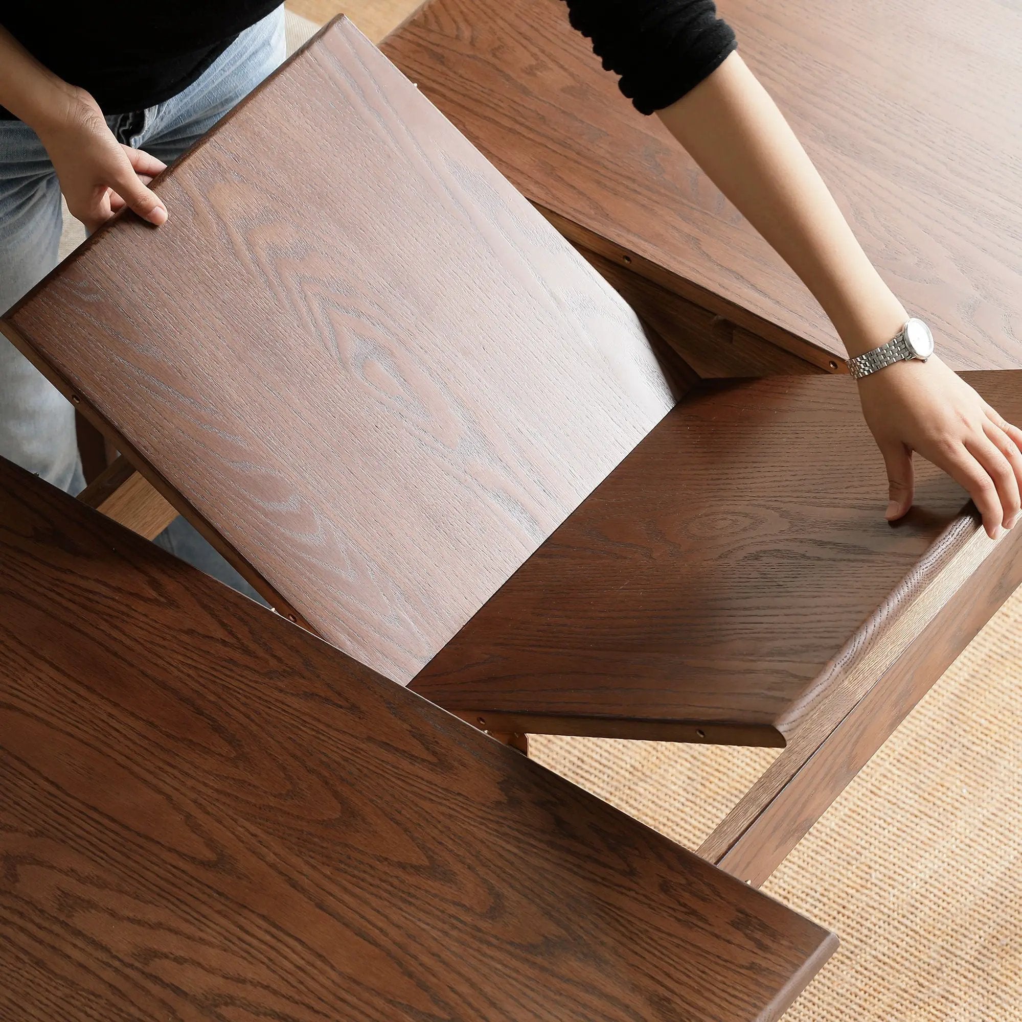 Round Corner Diagonal Leg Telescopic Table For 6 - 8 People To Meet Dining Table by Unique Piece Furniture