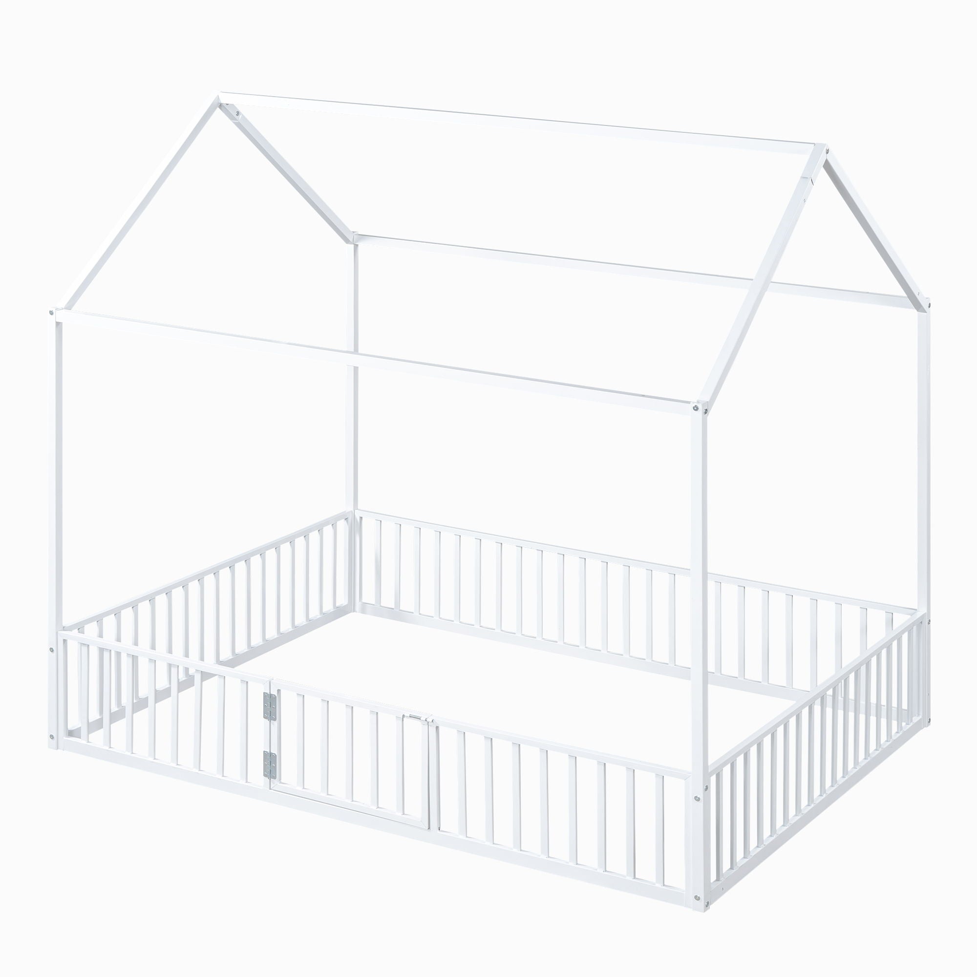 Metal House Bed With Fence And Door by HouseOfZazla