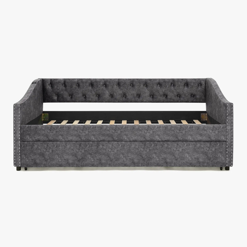 Upholstered Daybed With USB Charging & Pull Out Bed
