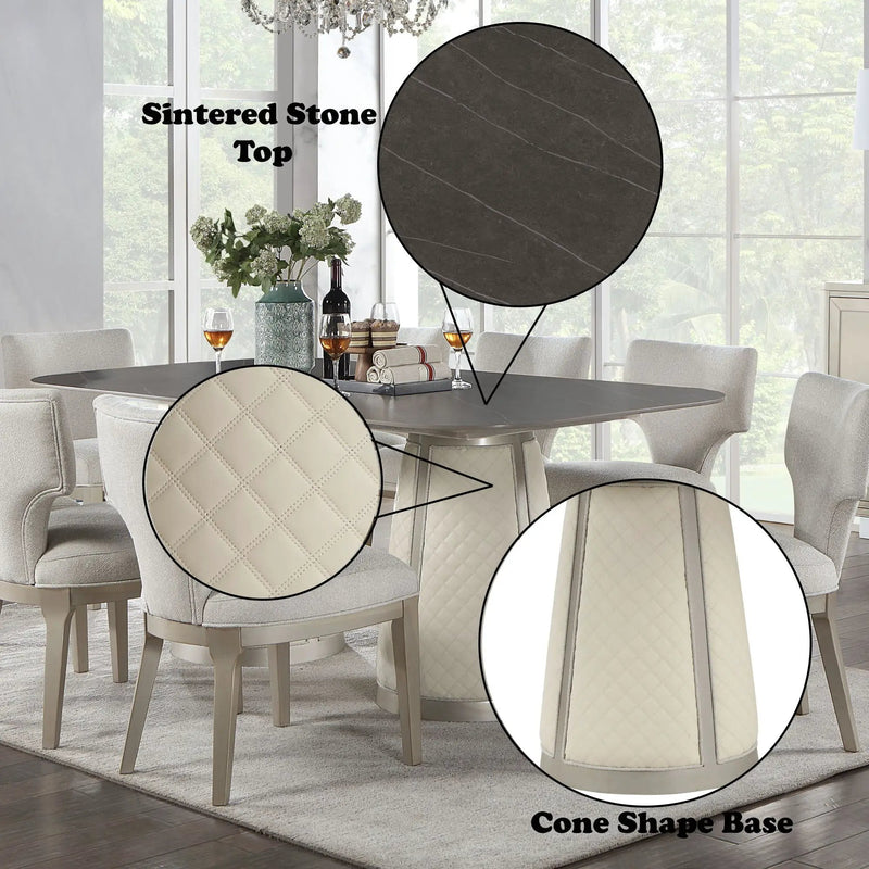 Kasa - Sintered Stone Top Dining Table - Stone Gray / Champagne by Unique Piece Furniture