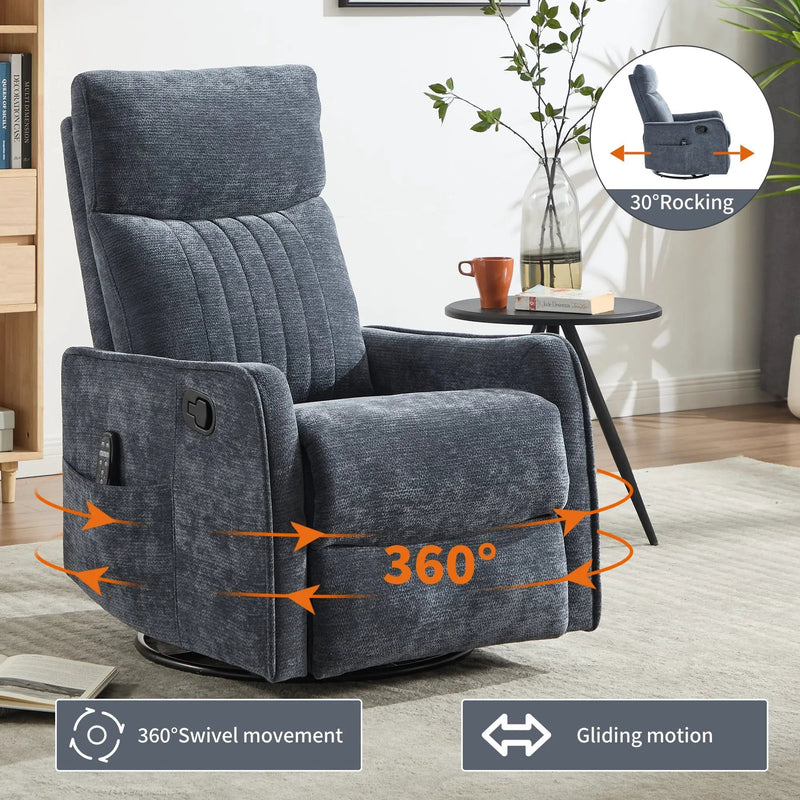 Blue Heat Massage Manual Recliner Chair by HouseOfZazla