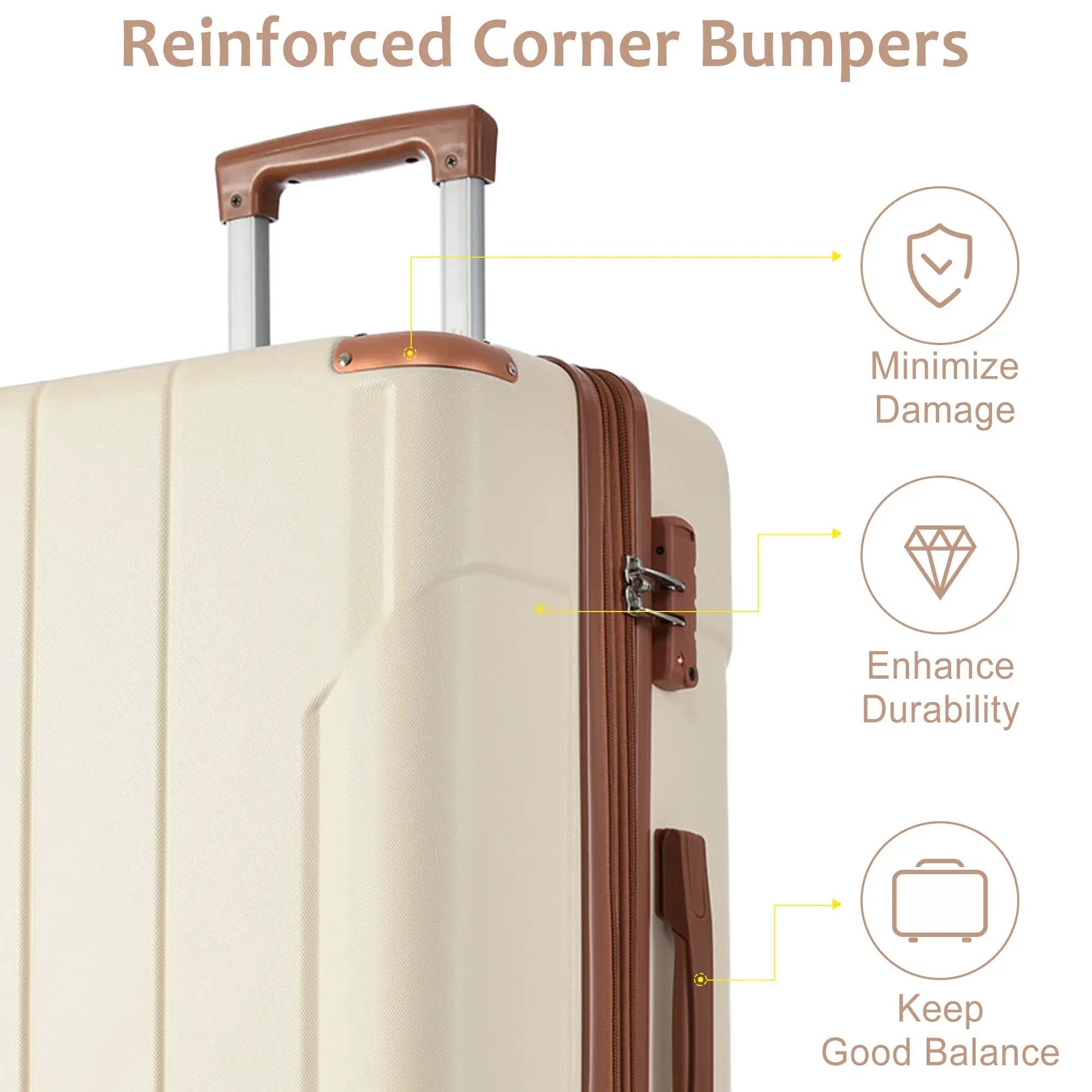 3 Piece Expandable Hard Shell Luggage Set with TSA Lock by HouseOfZazla