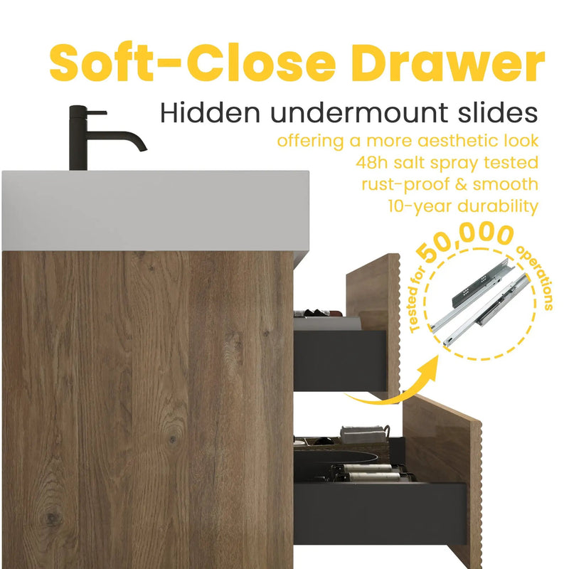 Grace 72" Bathroom Vanity with Silent DTC Soft-Closing Drawers by HouseOfZazla