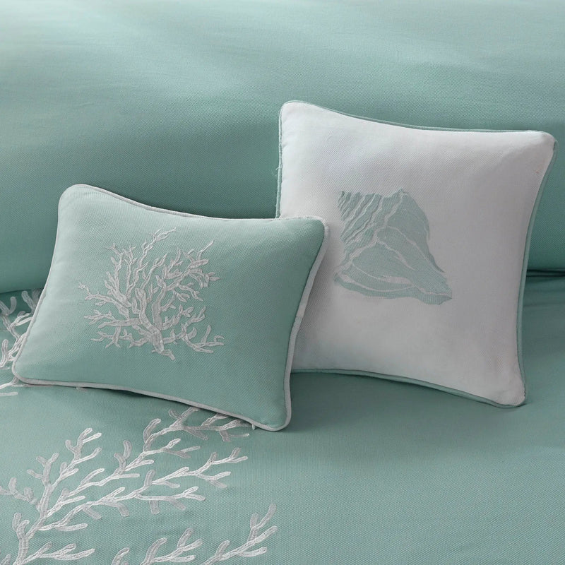 Oversized Cotton Jacquard Comforter Set Aqua Cal King by HouseOfZazla