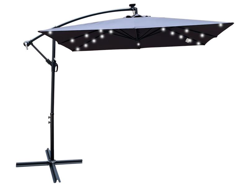 Square 2.5x2.5M Outdoor Patio Umbrella with Solar LED Lights by HouseOfZazla