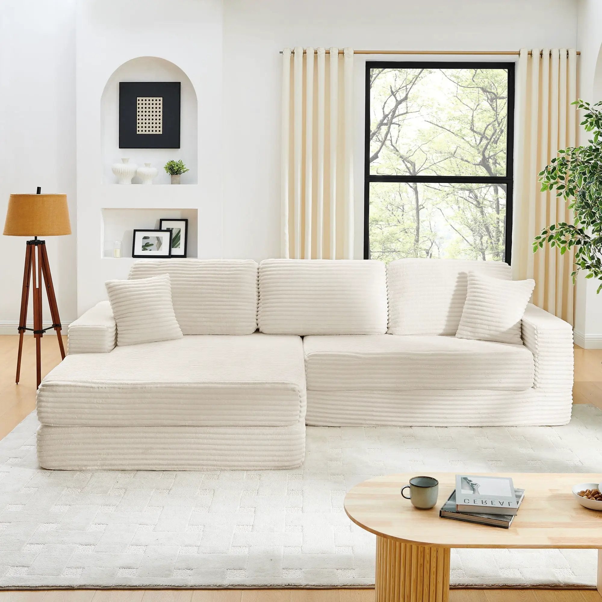 Modern Minimalist L Shape Modular Sectional Sofa, Couch by Unique Piece Furniture
