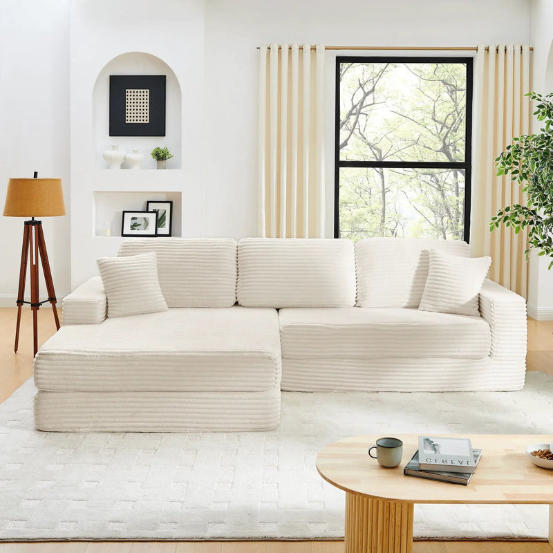 Modern Minimalist L Shape Modular Sectional Sofa, Couch by Unique Piece Furniture