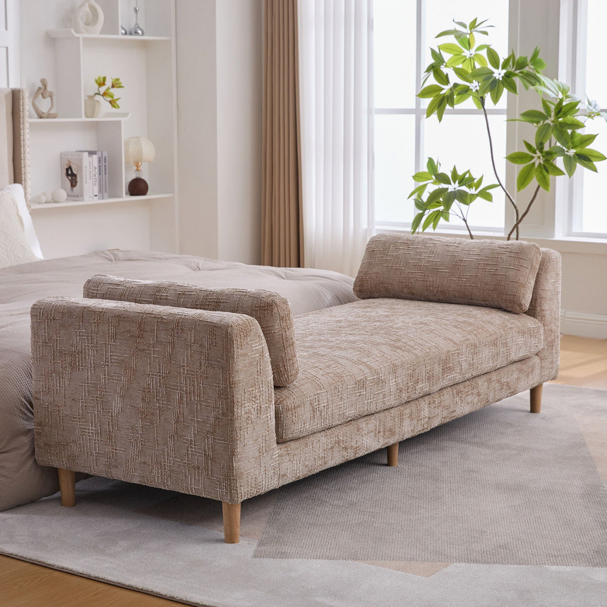 Modern Upholstered End Of Bed Bench With Armrests, photo 14 of 19