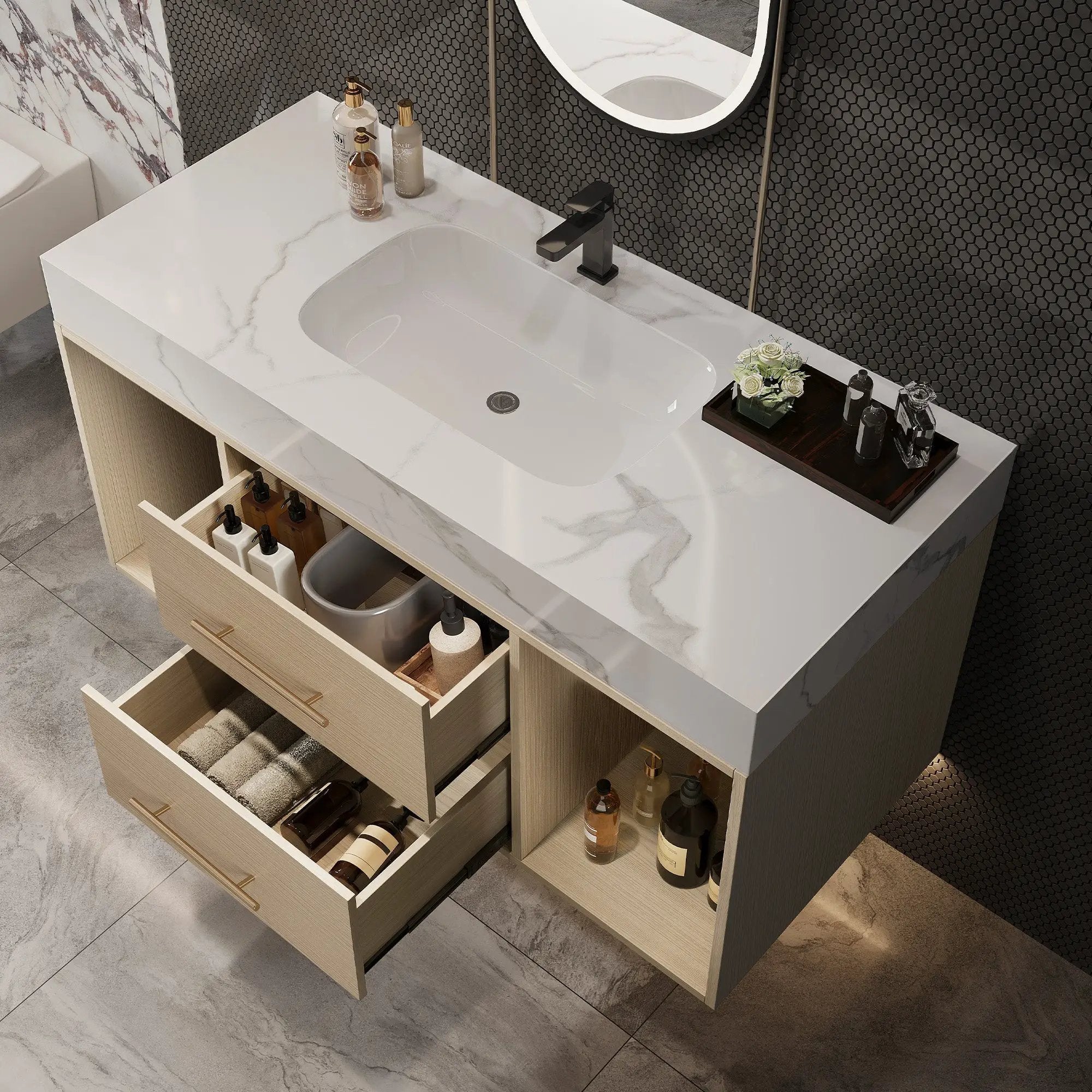 39.4" Floating Bathroom Vanity with Ceramic Sink by HouseOfZazla