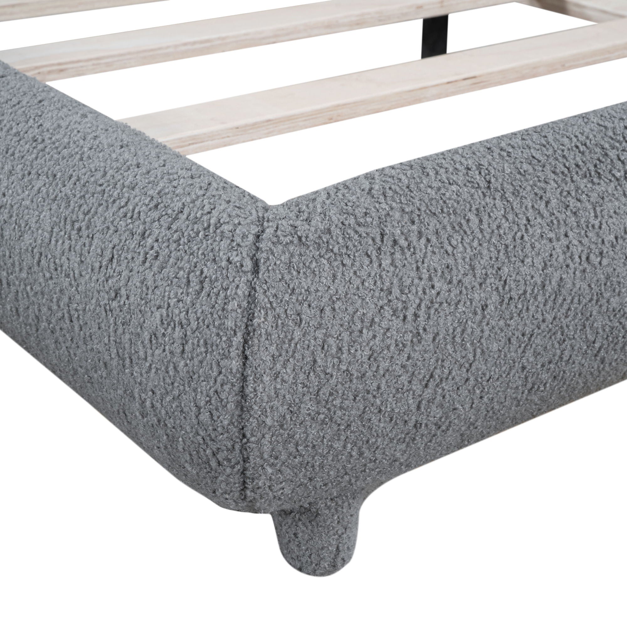 Upholstered Platform Bed With Thick Solid Frame And Stylish Curve-Shaped Design by HouseOfZazla