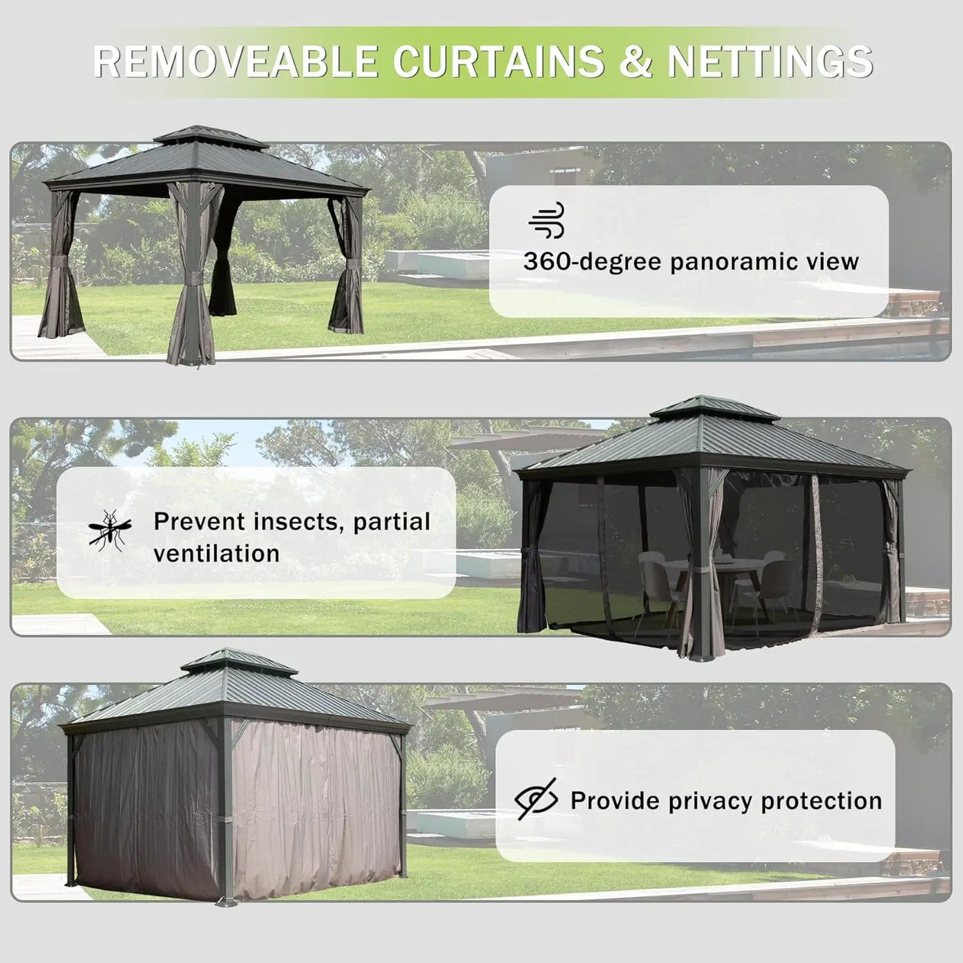 10x13ft Outdoor Gazebo with Galvanized Steel Double Roof by HouseOfZazla