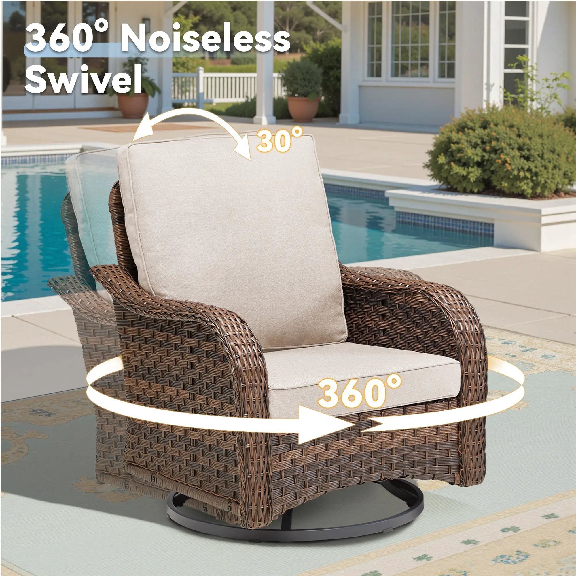 3 Pieces Outdoor Furniture Set, Outdoor Swivel Gliders Rocker by HouseOfZazla