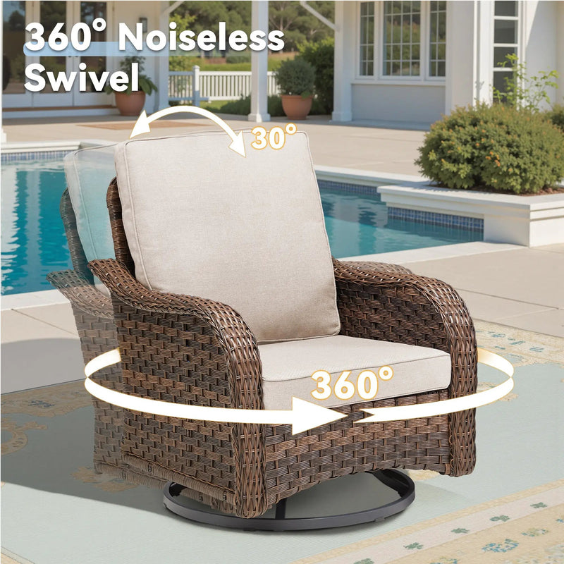 3 Pieces Outdoor Furniture Set, Outdoor Swivel Gliders Rocker by HouseOfZazla