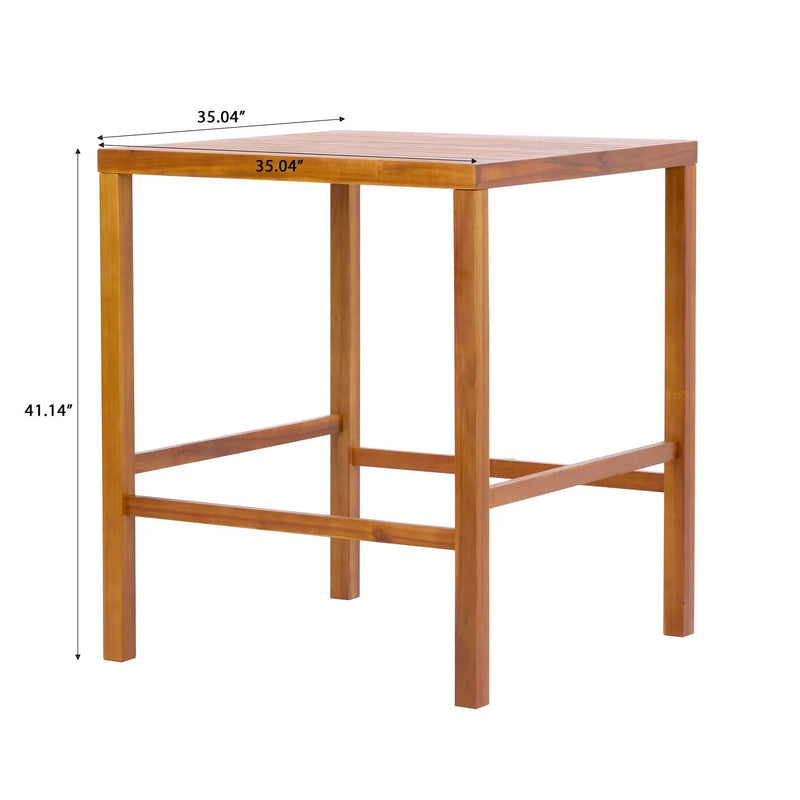 41.14-Inch Height Teak Finish Acacia Solid Wood Outdoor Dining Table by HouseOfZazla
