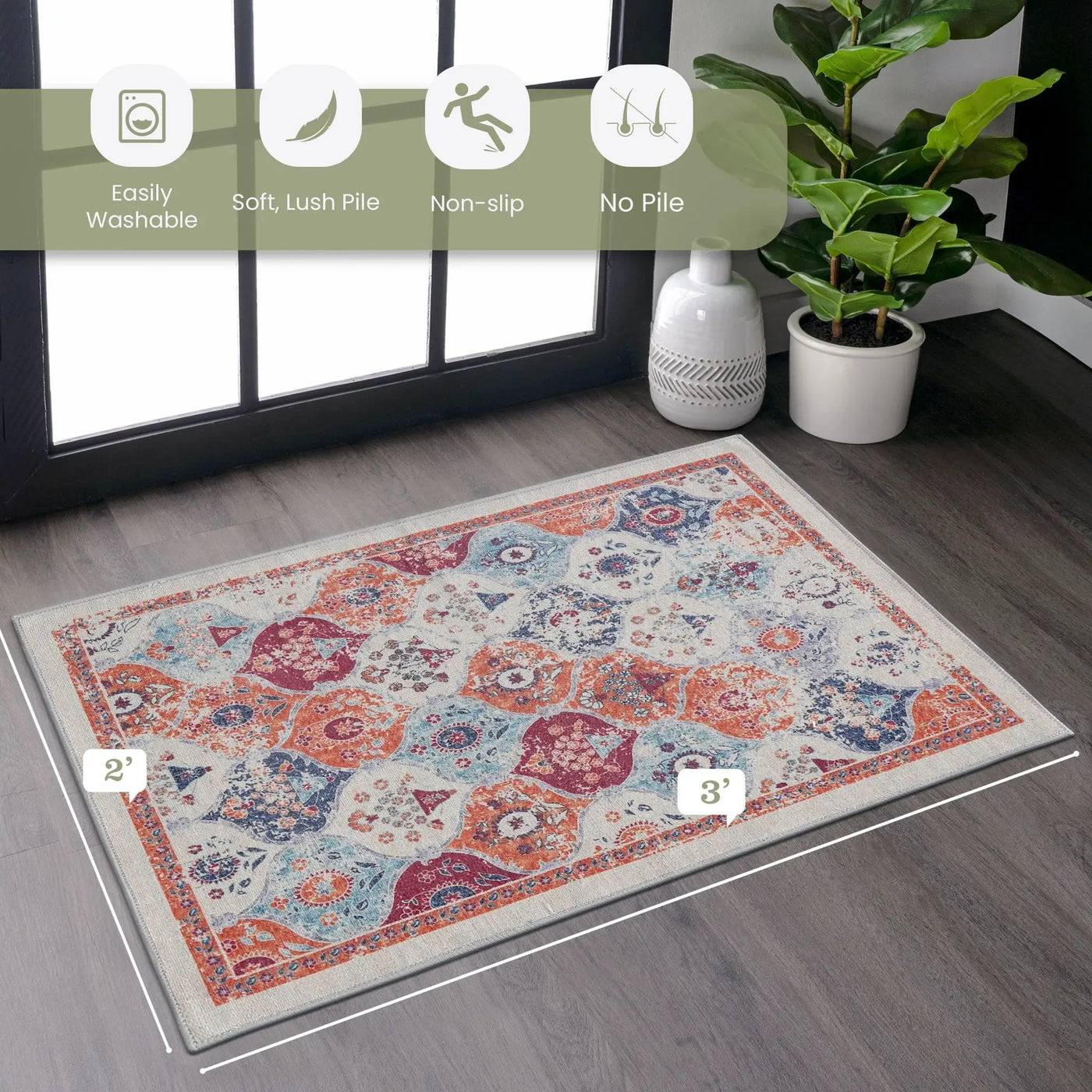Maval - Stunning Washable Area Rug by HouseOfZazla