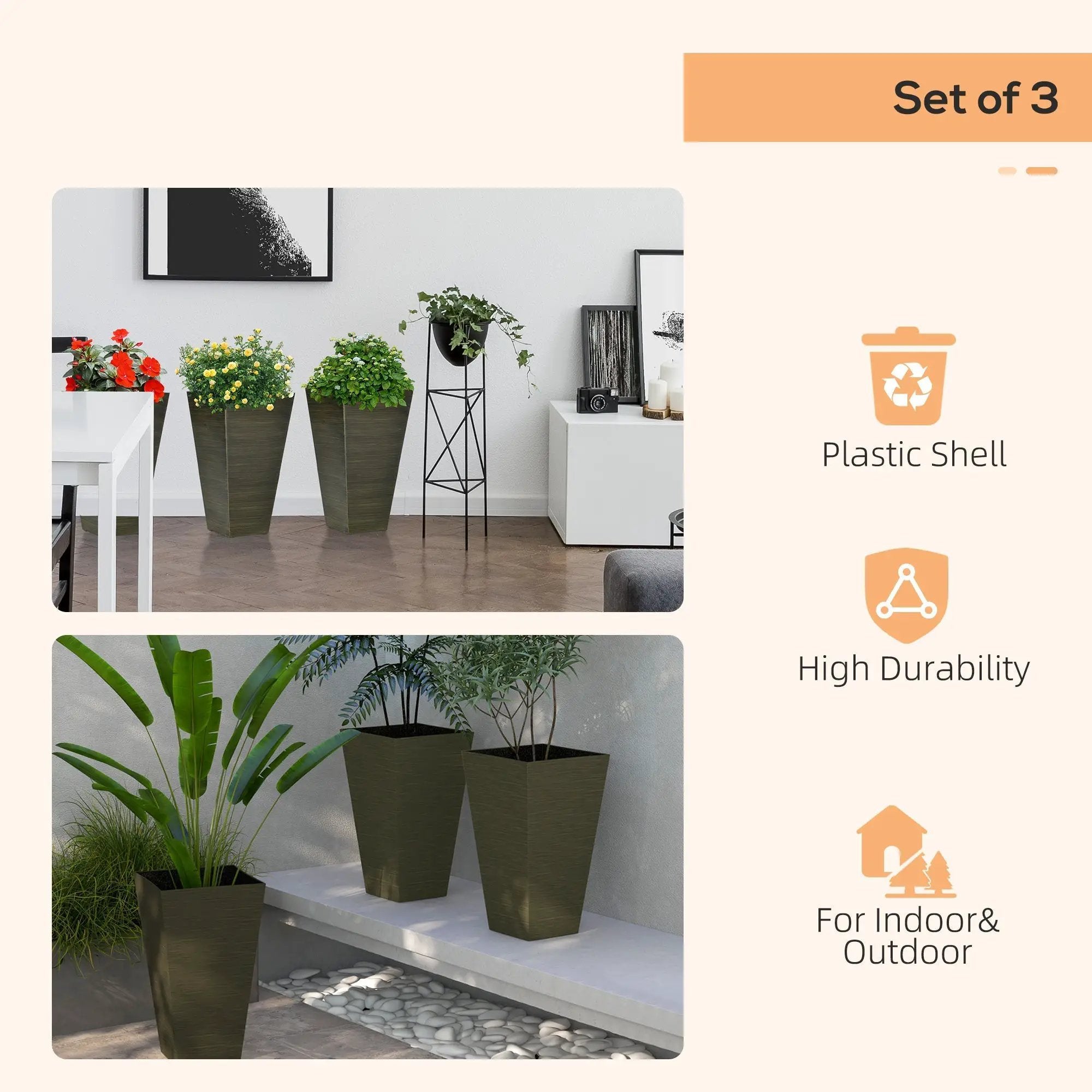 Outsunny 28" Tall Outdoor Planters, Set of 3 by HouseOfZazla