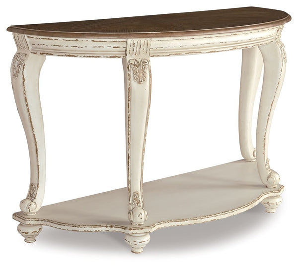 Realyn - Sofa Table - White / Brown