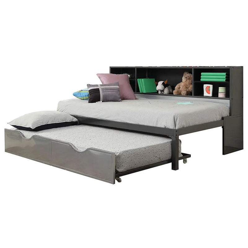 Renell - Twin Bed With Trundle & Storage - Black & Silver by Unique Piece Furniture