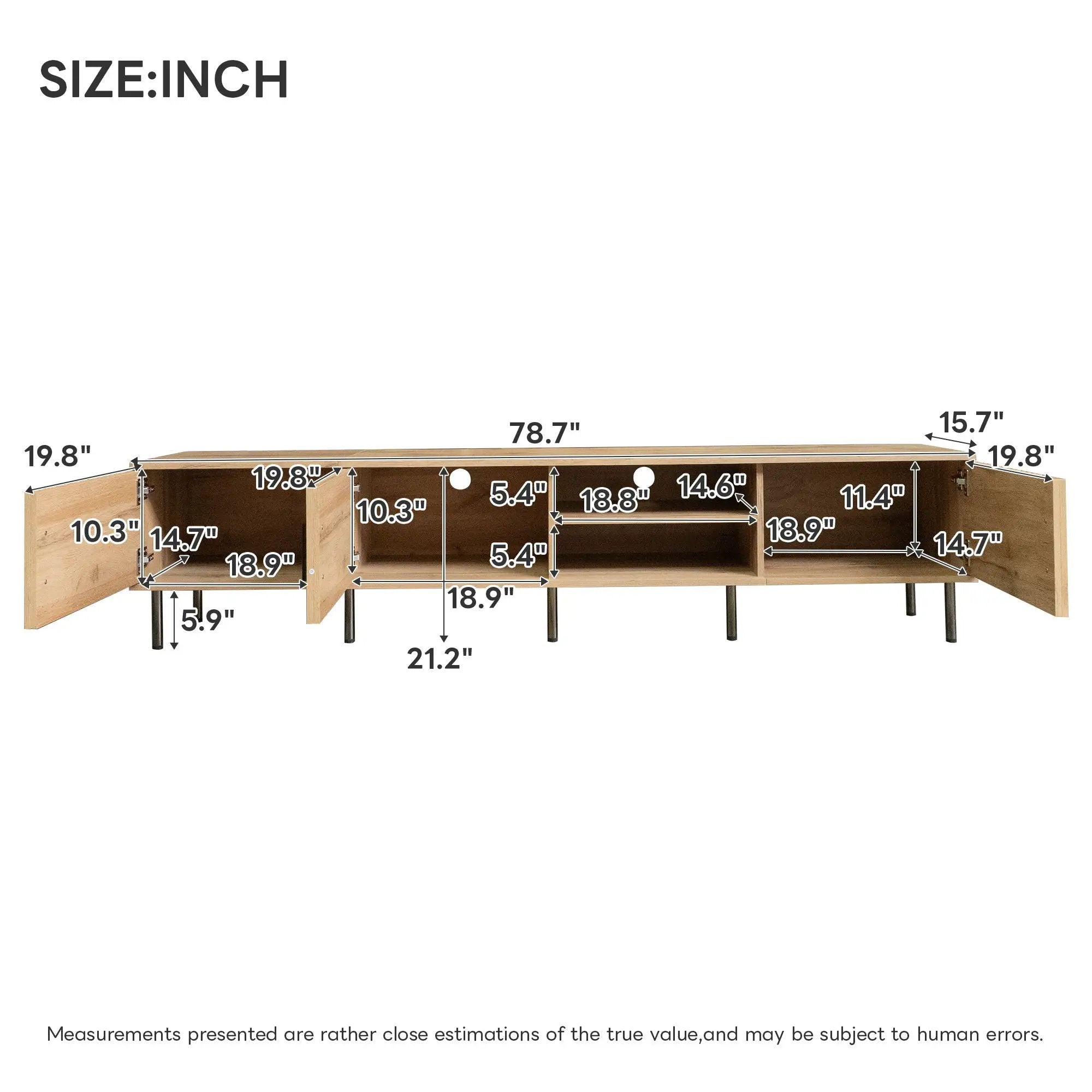 78" TV Stand For TVs Up To 85" With Closed Storage, Living Room Entertainment Center - Natural Wood by HouseOfZazla