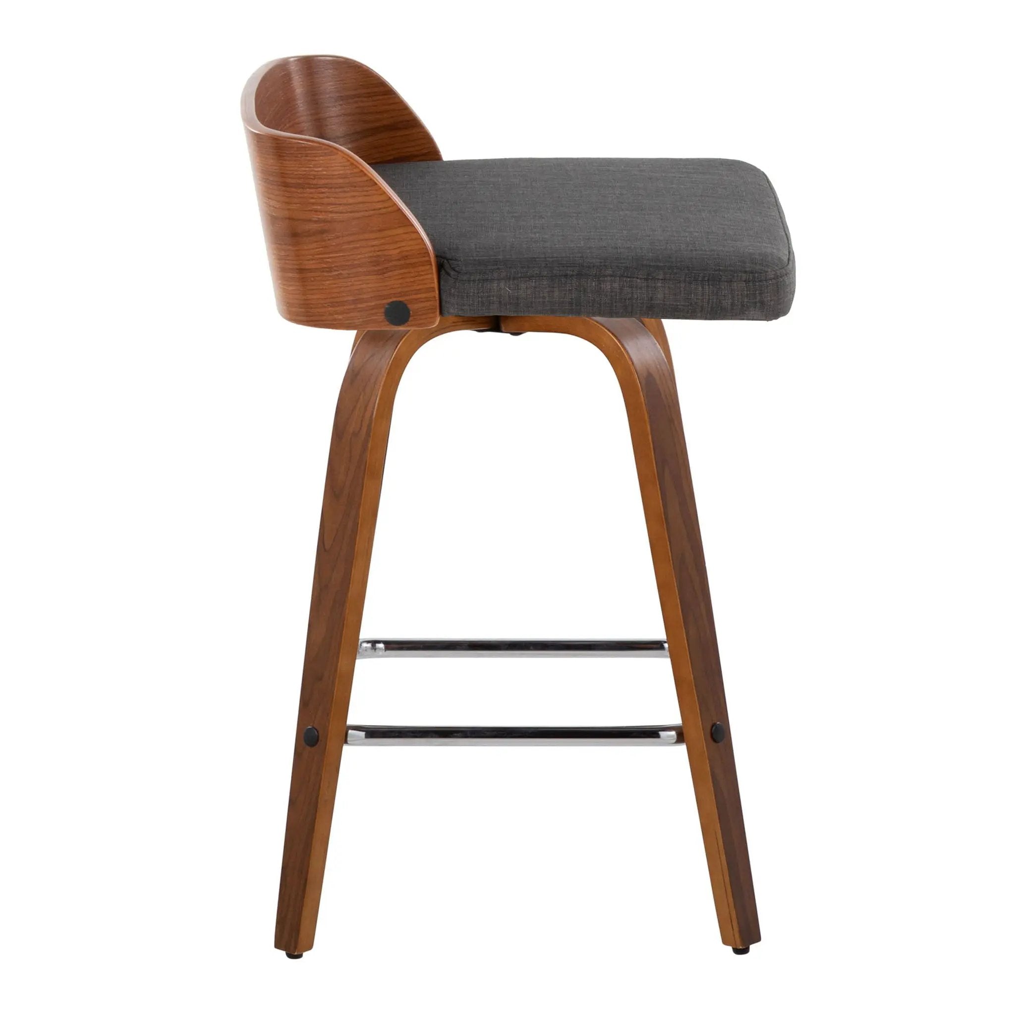 Maya - Mid Century Modern Fixed Height Counter Stool & Swivel With Square Footrest (Set of 2) by HouseOfZazla