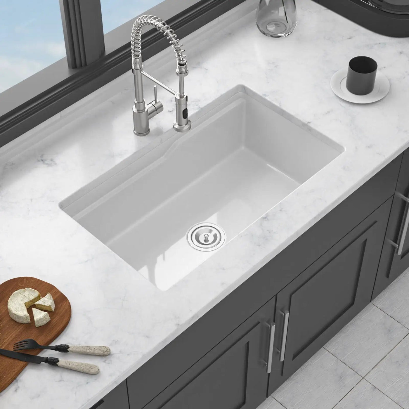 Undermount Workstation Single Bowl Porcelain Ceramic Kitchen Sink by HouseOfZazla
