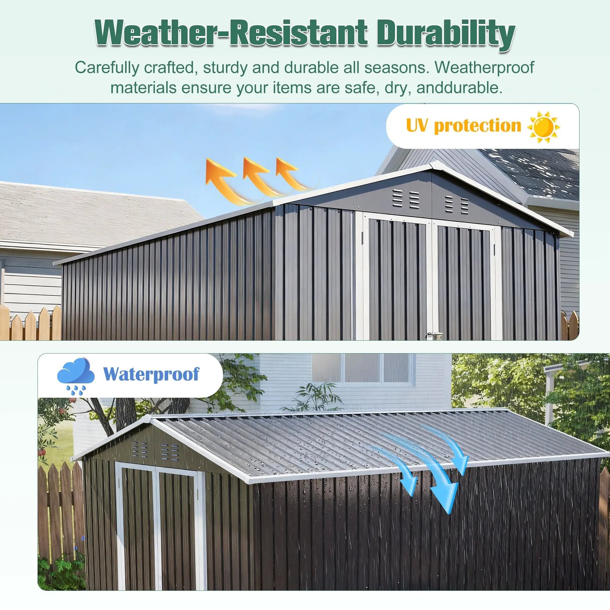 Lockable Secure Metal Shed 8x12 FT by HouseOfZazla