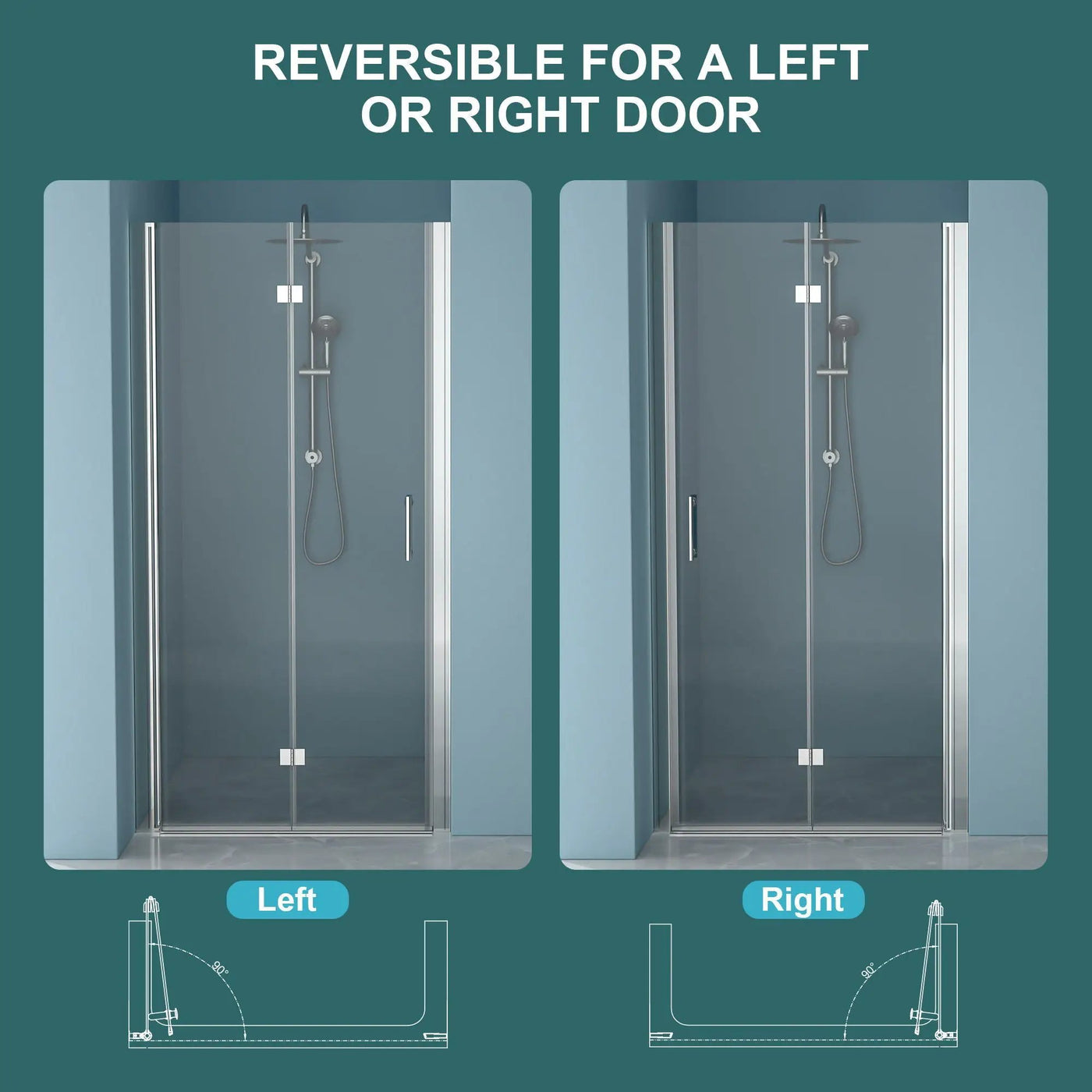 Fold Frameless Shower Door With Tempered Glass by HouseOfZazla