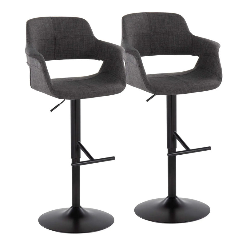Vintage Flair - Mid Century Modern Adjustable Barstool With Straight T Footrest (Set of 2) by Unique Piece Furniture