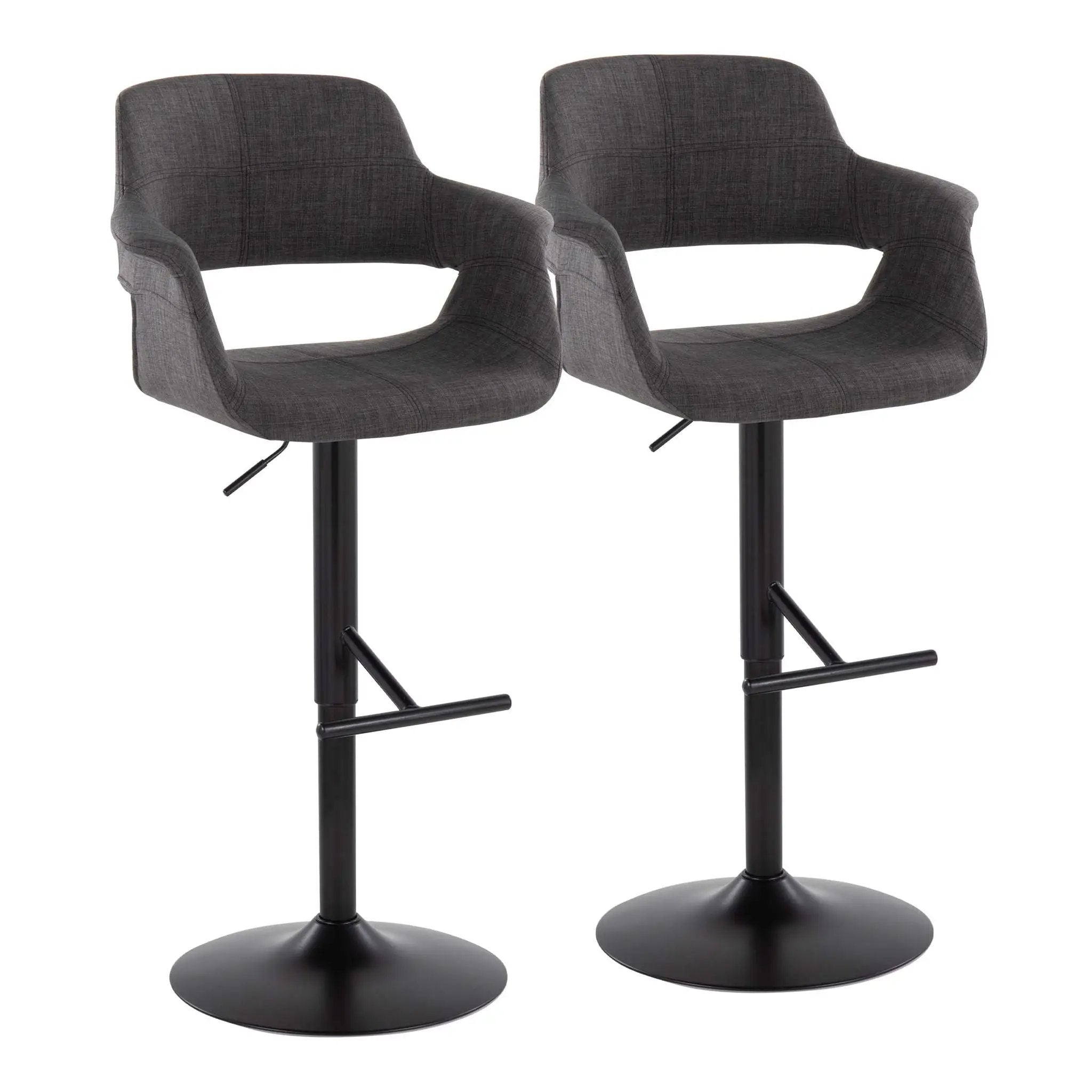 Vintage Flair - Mid Century Modern Adjustable Barstool With Straight T Footrest (Set of 2) by HouseOfZazla