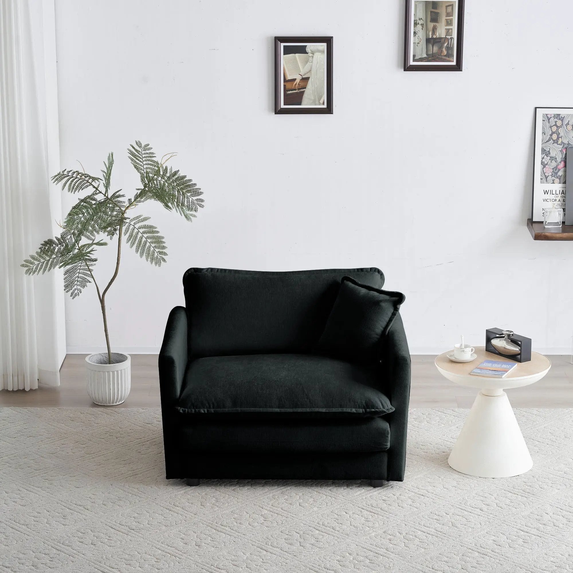 Comfy Deep Single Seat Sofa Upholstered Reading Armchair by HouseOfZazla