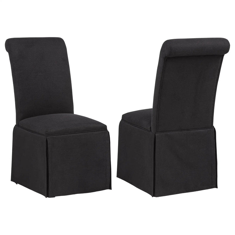 Shawna Upholstered Skirted Side Chair Black (Set of 2) by Unique Piece Furniture