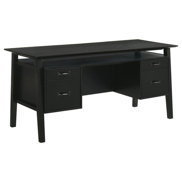 Goodson 64-inch 4-Drawer Double Pedestal Computer Desk Black