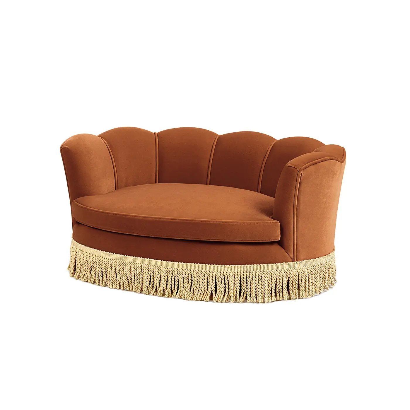 Clara 34.5" Scalloped Pet Sofa Bed, Medium, Burnt by HouseOfZazla