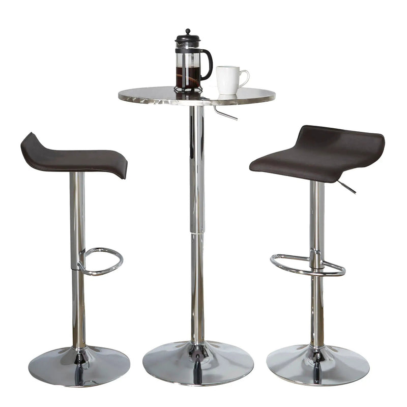 Ale - 3 Piece Bar Set Bistro Round Contemporary Adjustable Oval Footrest by HouseOfZazla