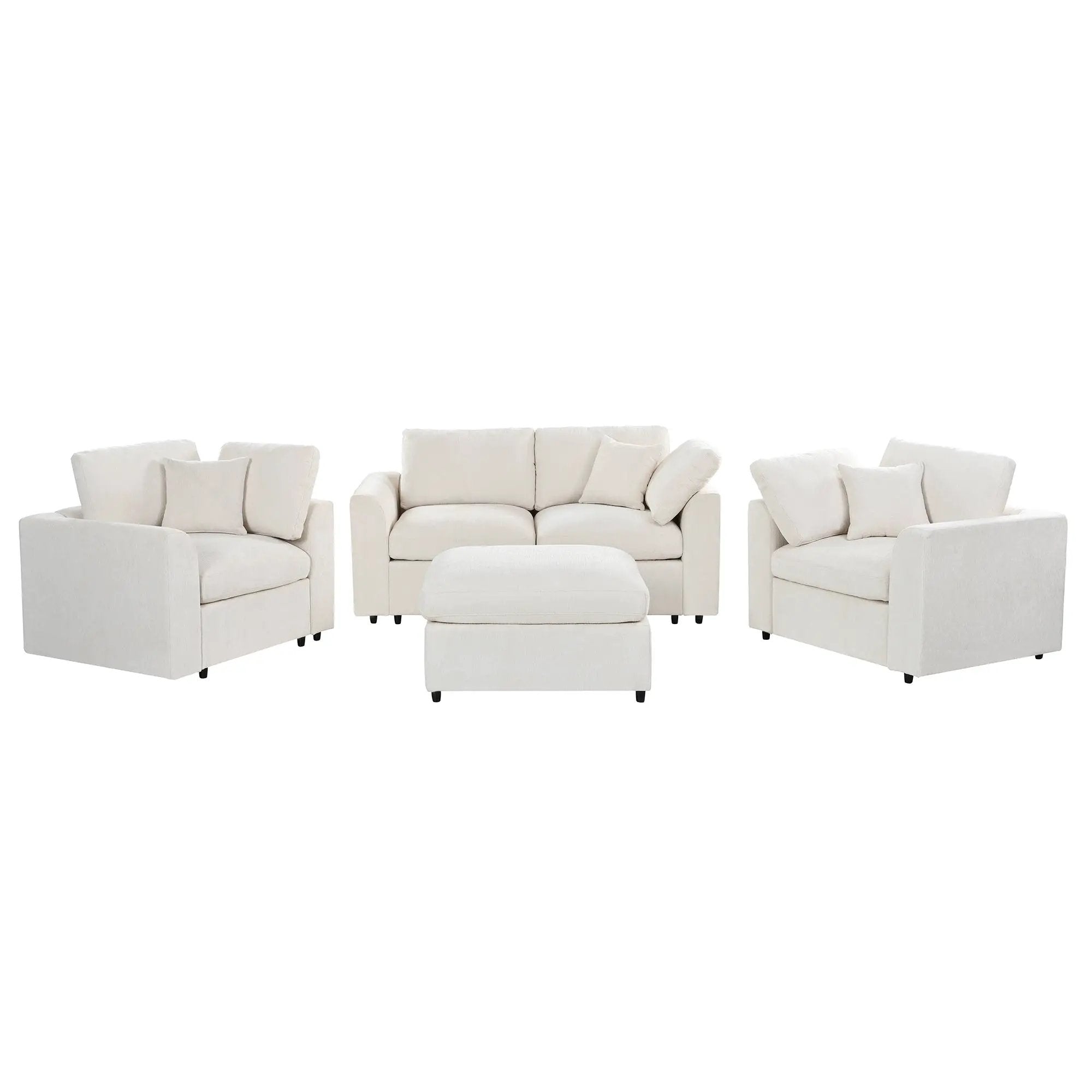 U-Style 4-Piece Sofa Set, 2 Accent Chairs + Loveseat + Movable Ottoman by HouseOfZazla