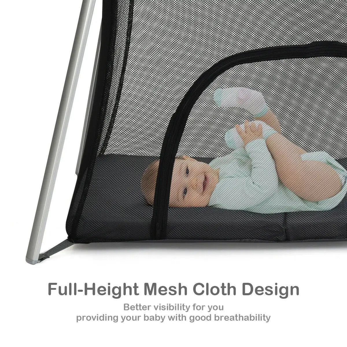 Lightweight Foldable Baby Playpen w/ Carry Bag-Dark Gray by DirectDeals