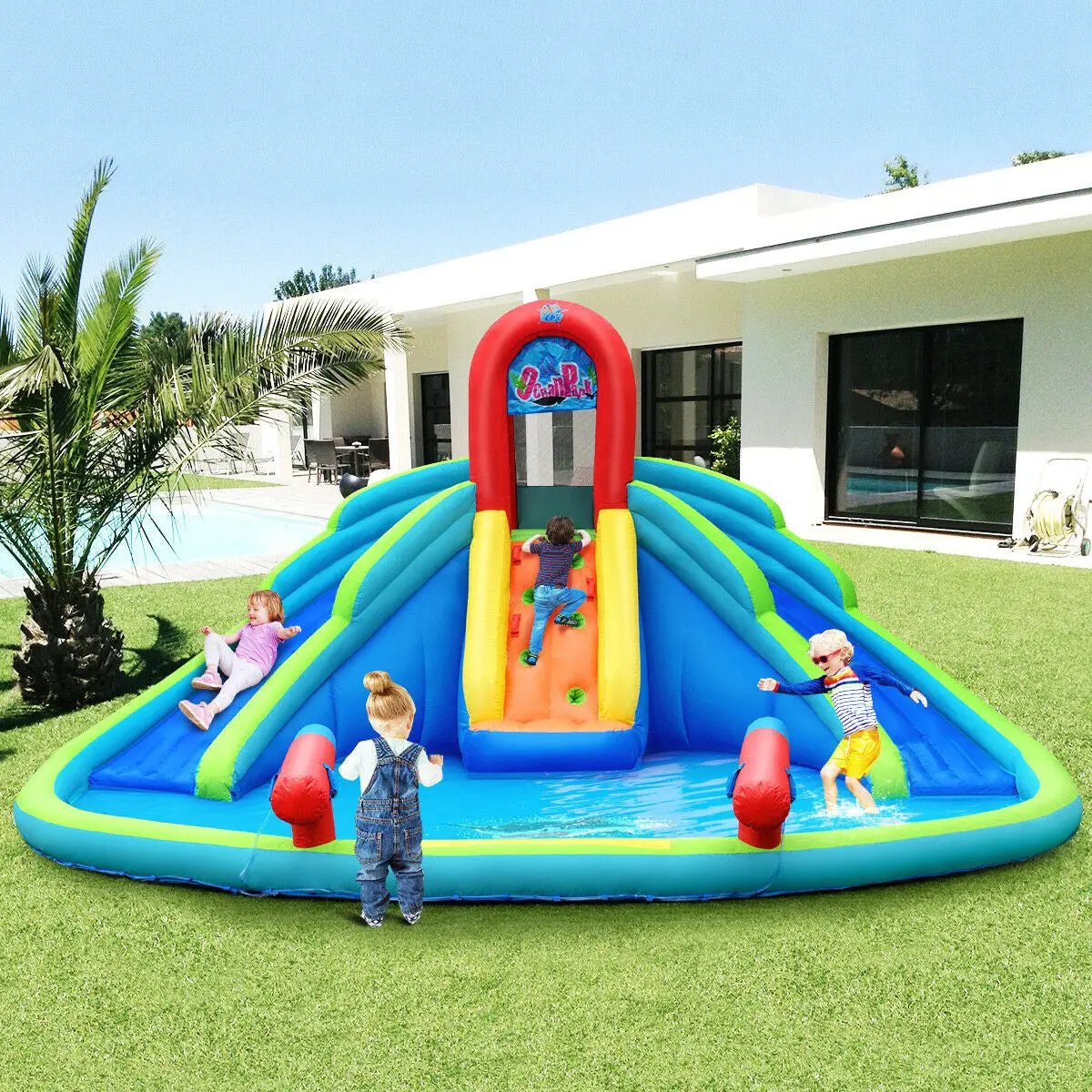 Inflatable Water Slide Bounce House with Mighty Splash Pool by DirectDeals