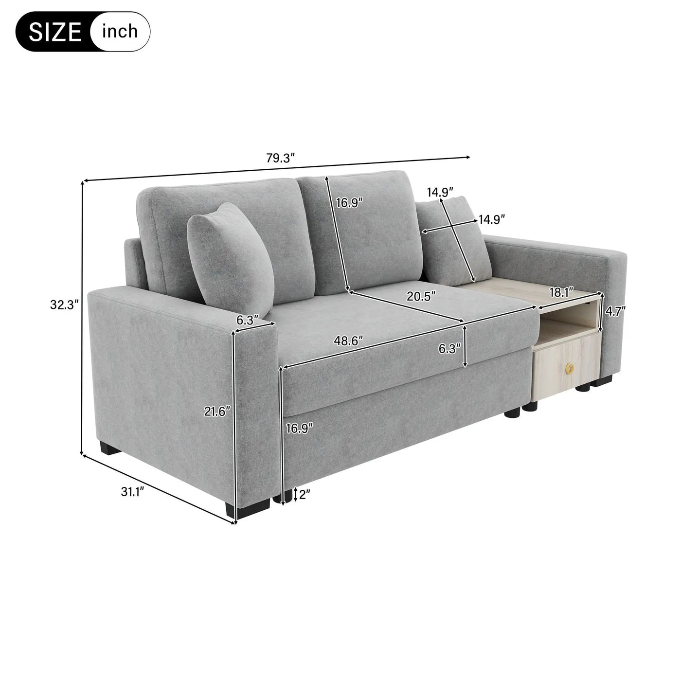 Modular Sofa Couch With Storage Armrest And Center Console by HouseOfZazla