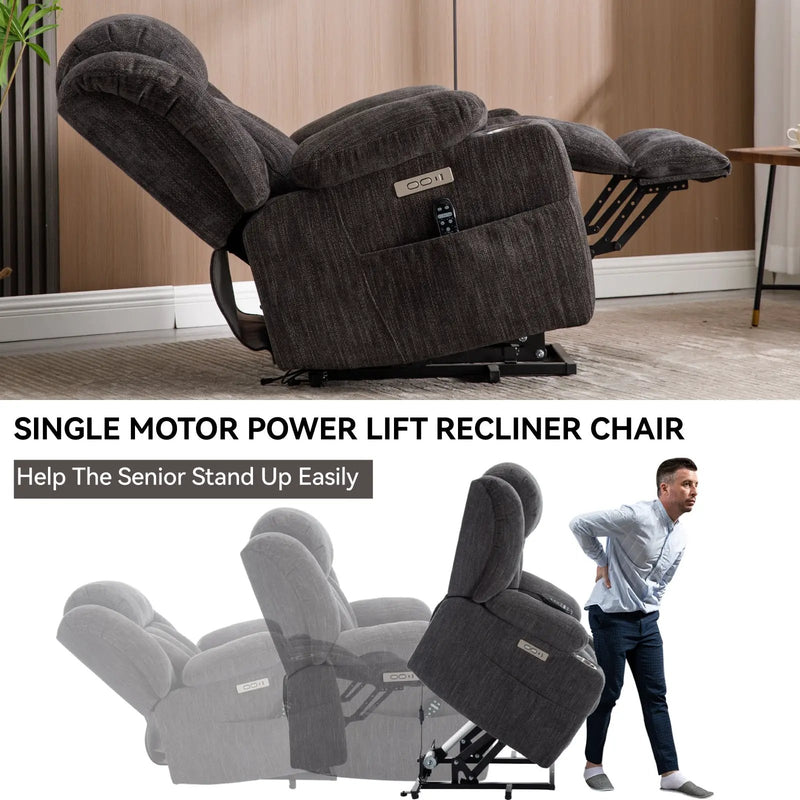 Chenille Power Lift Recliner Chair by HouseOfZazla
