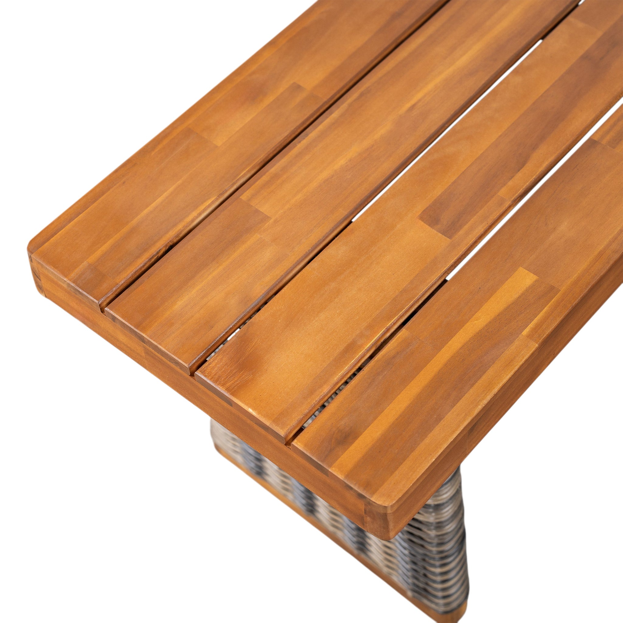 Outdoor 1pcs Acacia Wood Bench, Teak Finish by HouseOfZazla