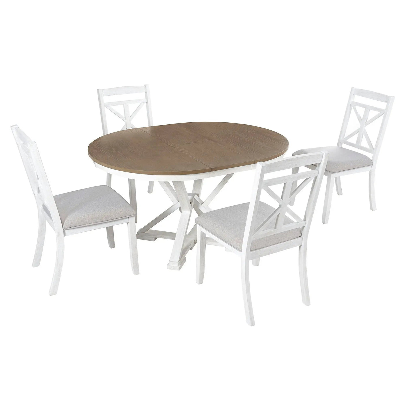 Dining Set With Extendable Round Table And 4 Upholstered Chairs by HouseOfZazla